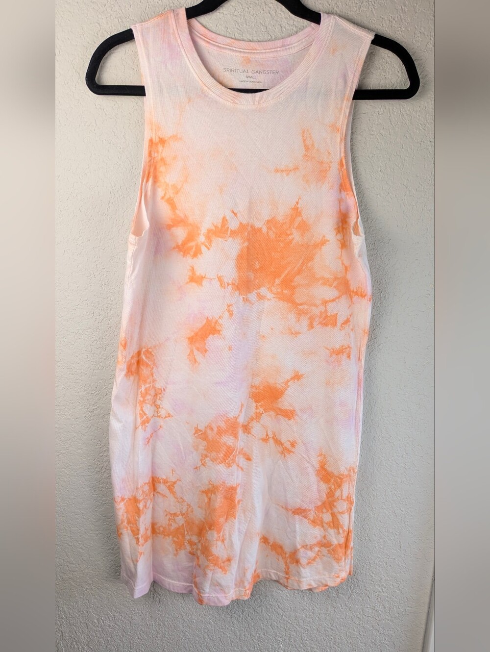 Spiritual Gangster Sleeveless Tank Dress S Tie Dye Pink Orange 100% Cotton Soft